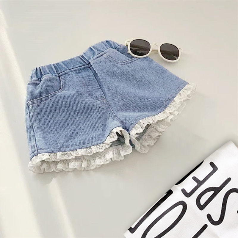 Girls' Denim Shorts Summer New Korean Style Baby All-Match Thin Outer Wear Children's Summer Clothing Western Style Short Pants Fashion