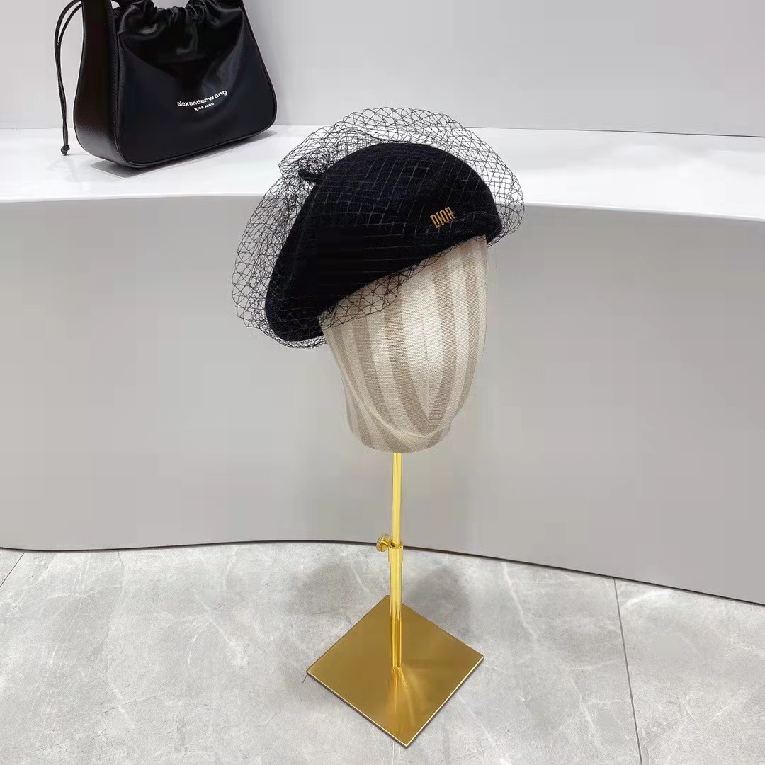 法国巴黎复古优雅网纱贝雷帽子秋冬名媛画家帽英伦羊毛呢八角帽女