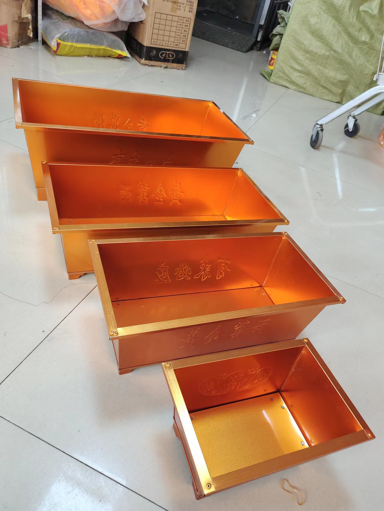 3ew1长方形香炉铁皮盆烧纸盆家用供奉烧纸桶元宝盆超大号小号