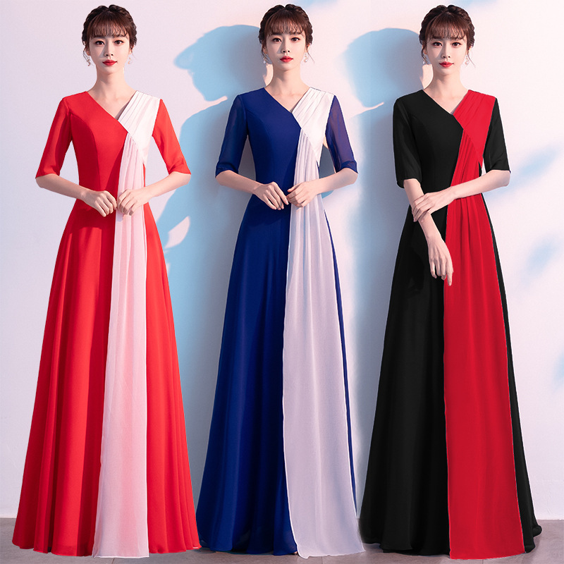 大合唱演出服2021夏季新款成人独唱舞台演出服指挥毕业团礼服