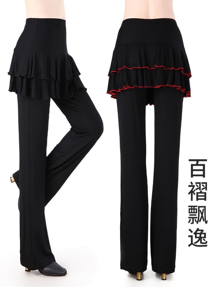 时尚莫代尔广场舞服装裙裤健身跳舞蹈裤子练功裤大码拉丁舞裤裙女