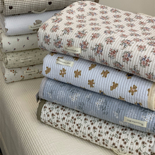 。韩国大鹅小清新碎花双面纯棉床盖单件四季通用绗缝床单不起