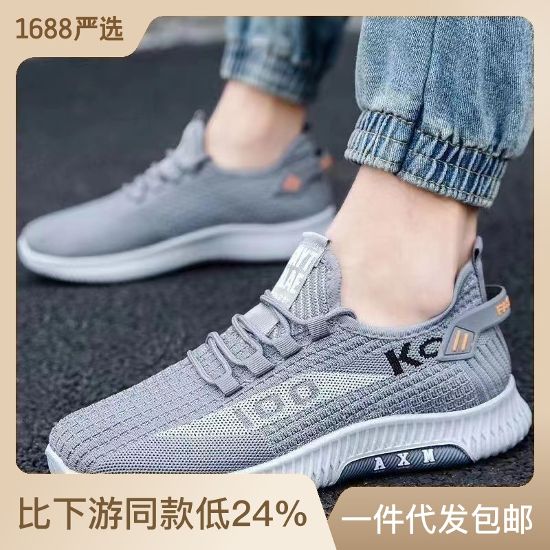 Free Shipping [One Piece Dropshipping] New Breathable Mesh Cloth Shoes Men's Shoes Soft Bottom Comfortable Breathable Casual Walking Shoes Mesh Surface Shoes