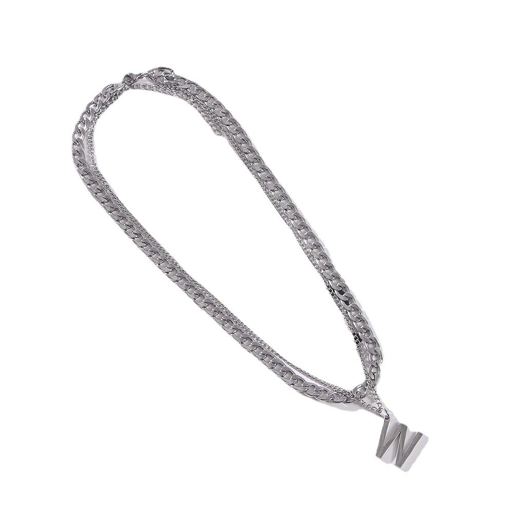 Korean Style Thin Personalized Fashion Titanium Steel Necklace Niche Unisex Necklace Ins Twin Titanium Steel Necklace Wholesale