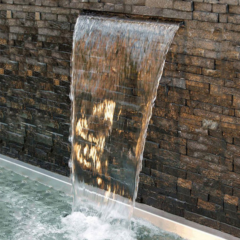 不锈钢瀑布水幕墙水帘庭院假山园林景观鱼水池出水口循环流水造景