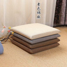 日式坐垫椅垫亚麻加厚榻榻米家用办公椅学生餐桌子软垫子纯色海绵