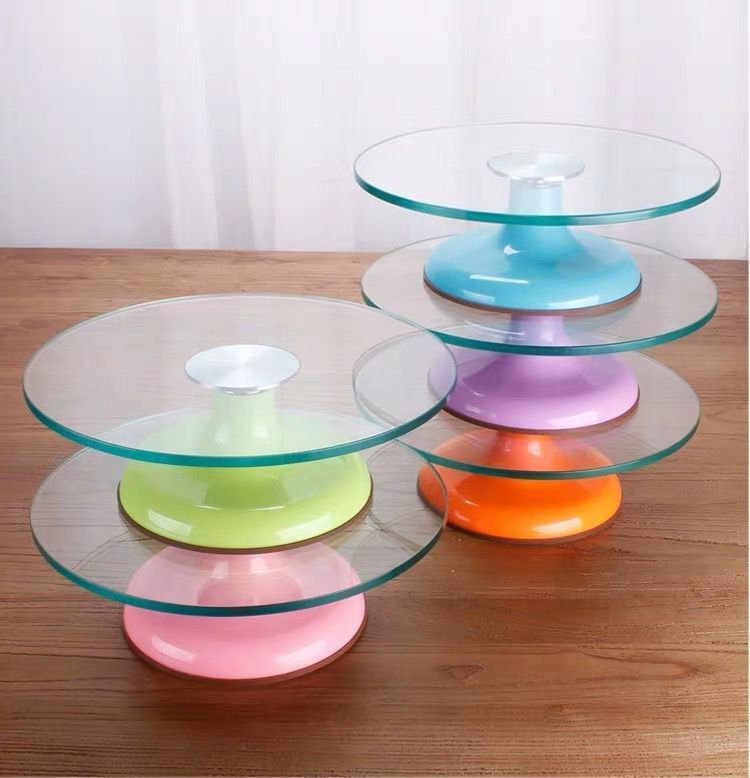蛋糕裱花台钢化玻璃转台裱花台玻璃转台蛋糕转盘奶油裱花烘焙工具
