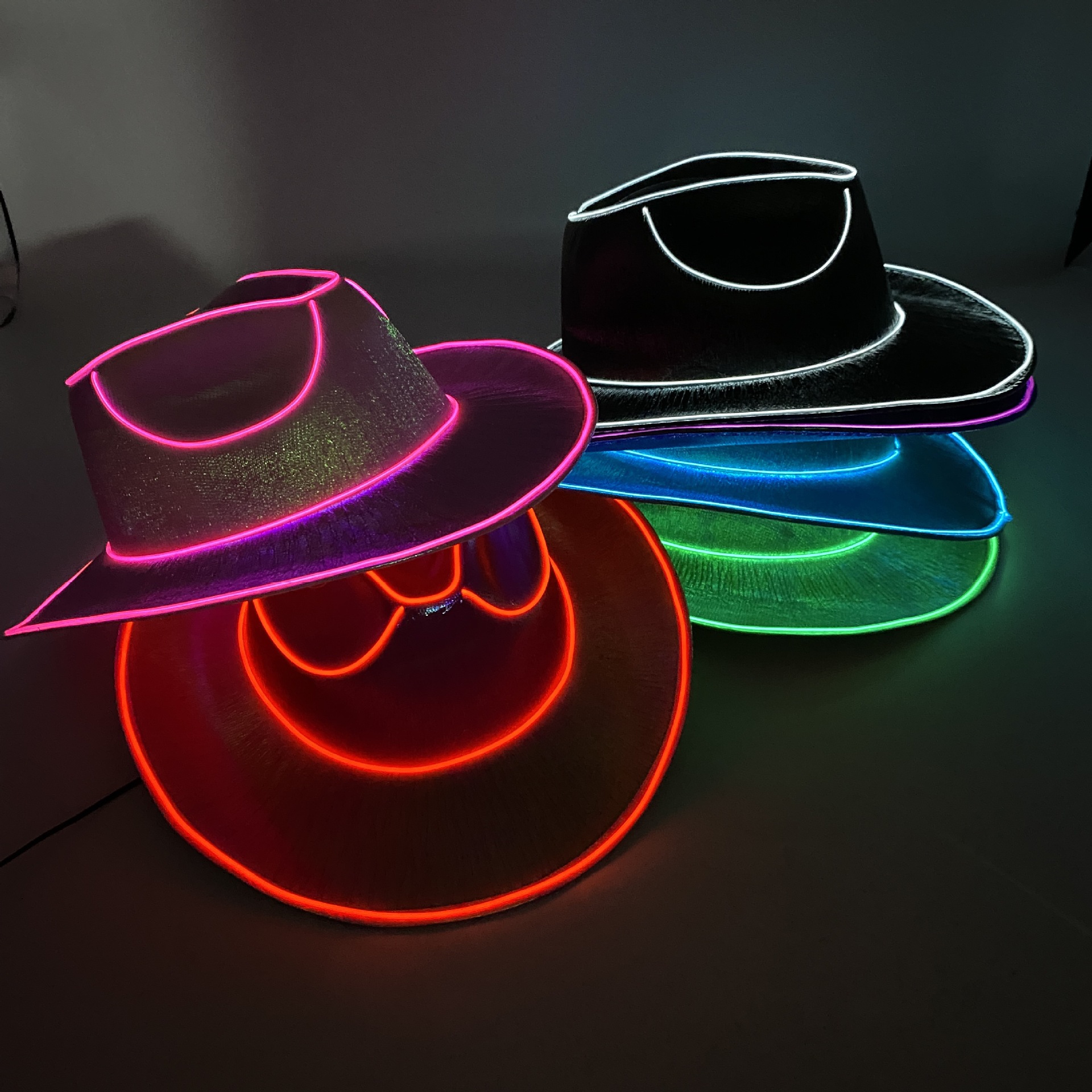 Carnival Party Colorful Pearlescent Knight Western Cowboy Hat Cosplay Halloween Led Luminous Colorful Hat