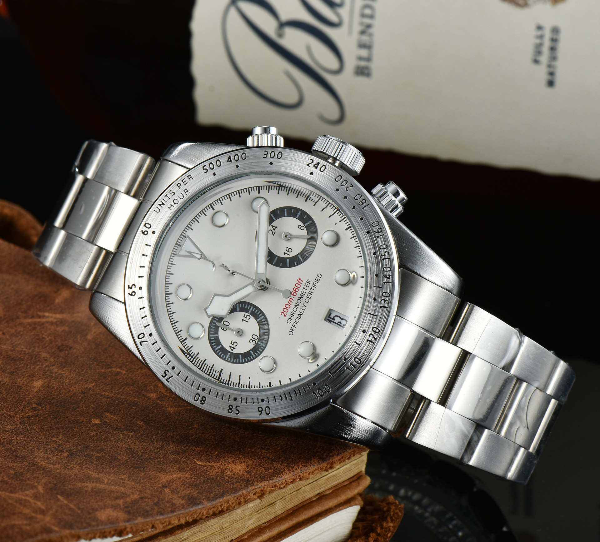 2020外贸男士不锈钢自动6针石英多工dt手表厂家批发