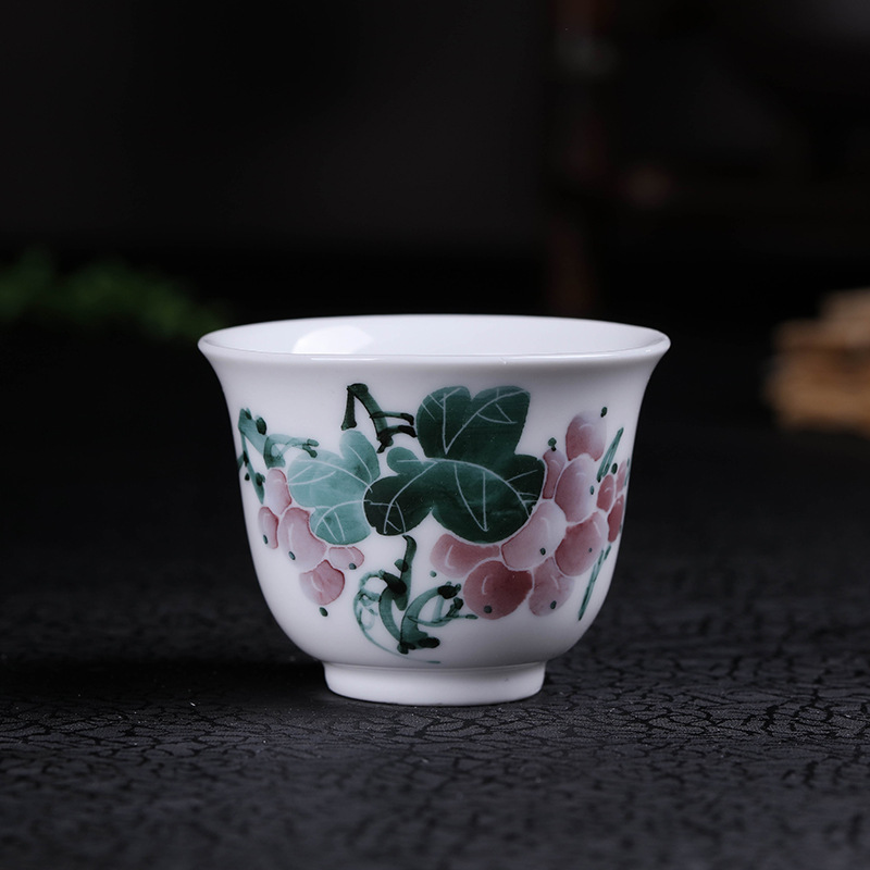 景德镇手绘陶瓷小茶碗 功夫茶具釉下五彩主人杯个人杯 品茗杯单杯