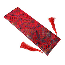 中国风古典刺绣锦缎书画卷轴收纳防尘布袋长形DIY红色黄布袋流苏