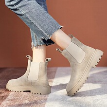 Chelsea Boots Chunky Boots Women Winter Shoes Cow Suede  Ank