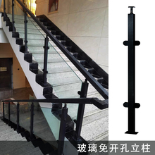 W6玻璃楼梯扶手栏杆 不锈钢扶手立柱 方管楼梯 阳台护栏免扶手其