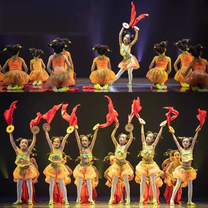 六一儿童第十一届小荷风采舞蹈妞妞舞花钹表演服幼儿园亮片演出服
