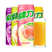 台湾进口绿力果汁饮料490ml*24罐装提子水蜜桃芒果味饮品整箱批发