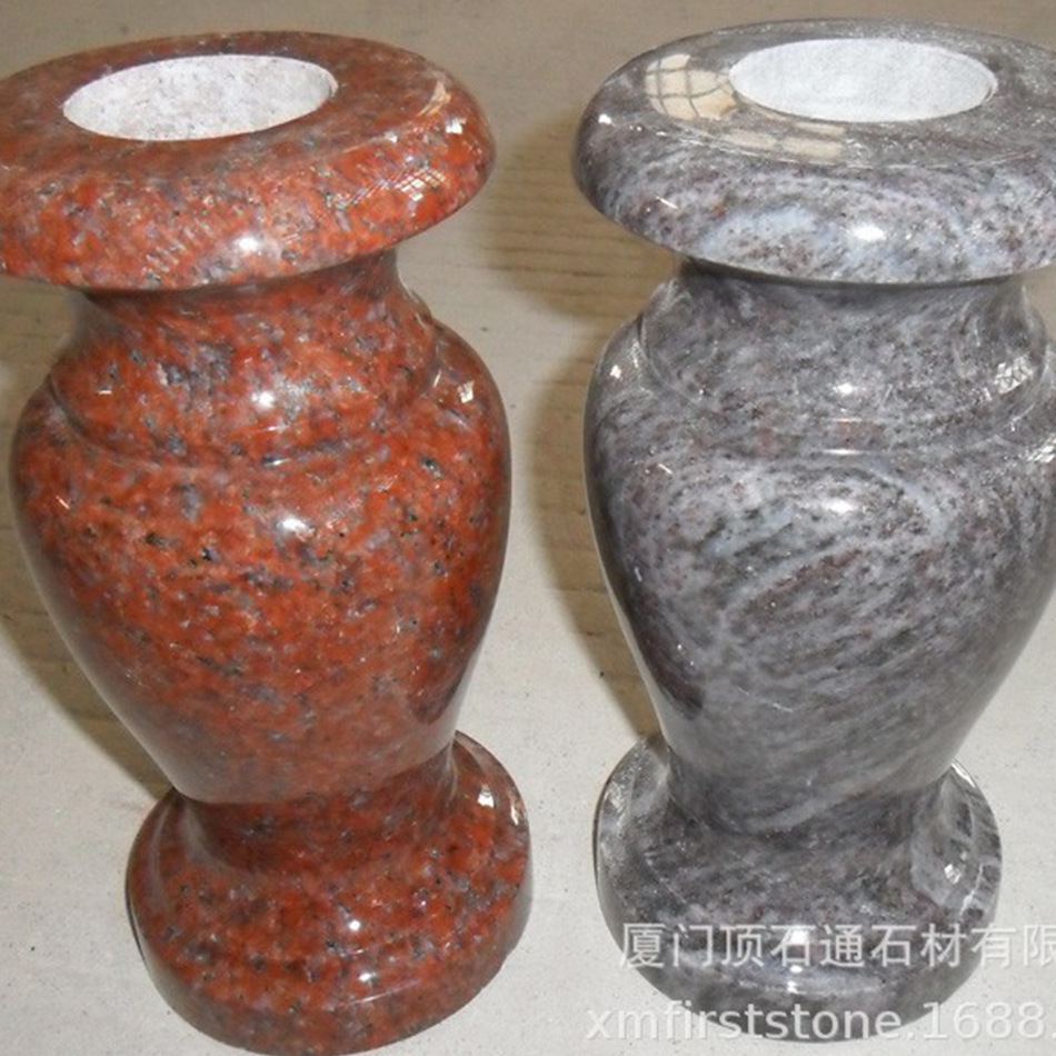 天然花岗岩墓碑花瓶厂家批发混色公墓祭祀供奉大理石石雕插花瓶