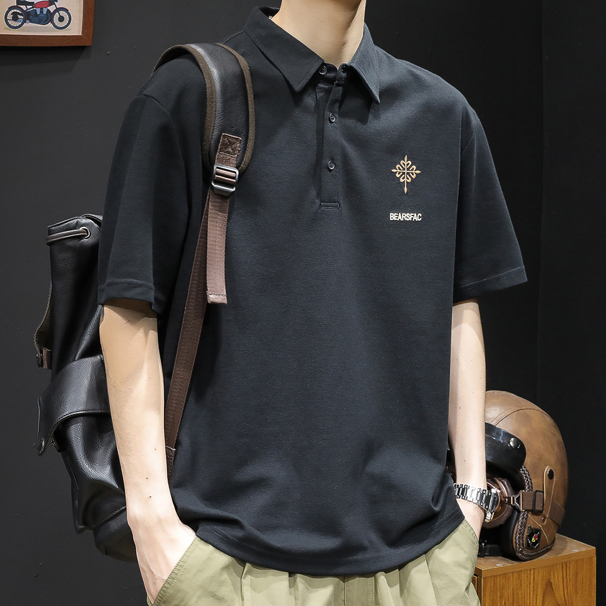 polo衫男短袖t恤男士宽松大码潮牌夏季2024新款男款衣服男装体恤