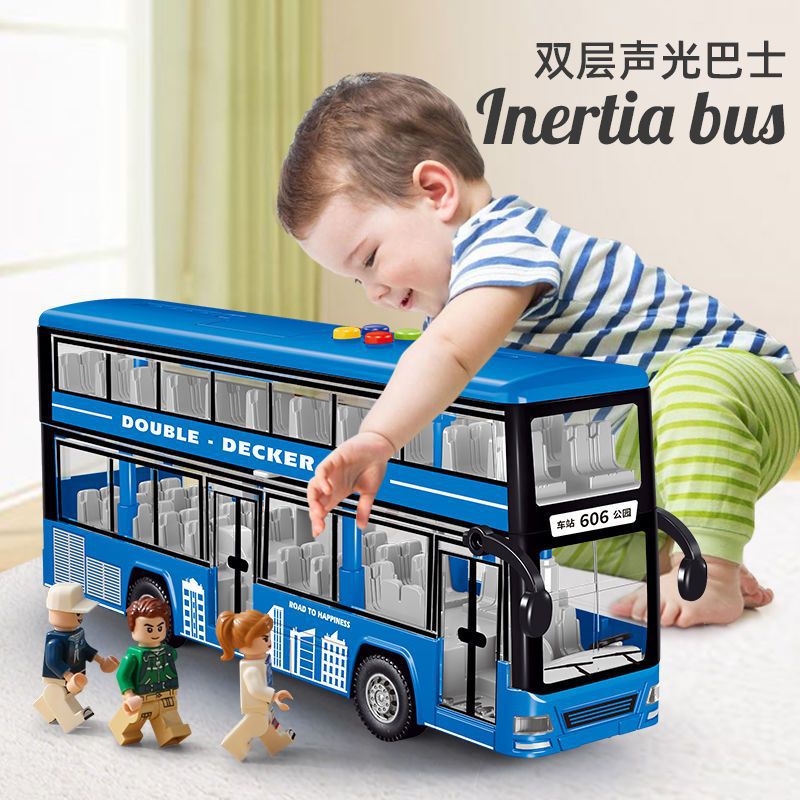 儿童双层巴士公交车玩具男孩校车大巴车超大号玩具车公共汽车模型