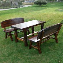 户外庭院桌椅碳化防腐木花园阳桌凳实木家具组合露台烧烤茶餐桌灬