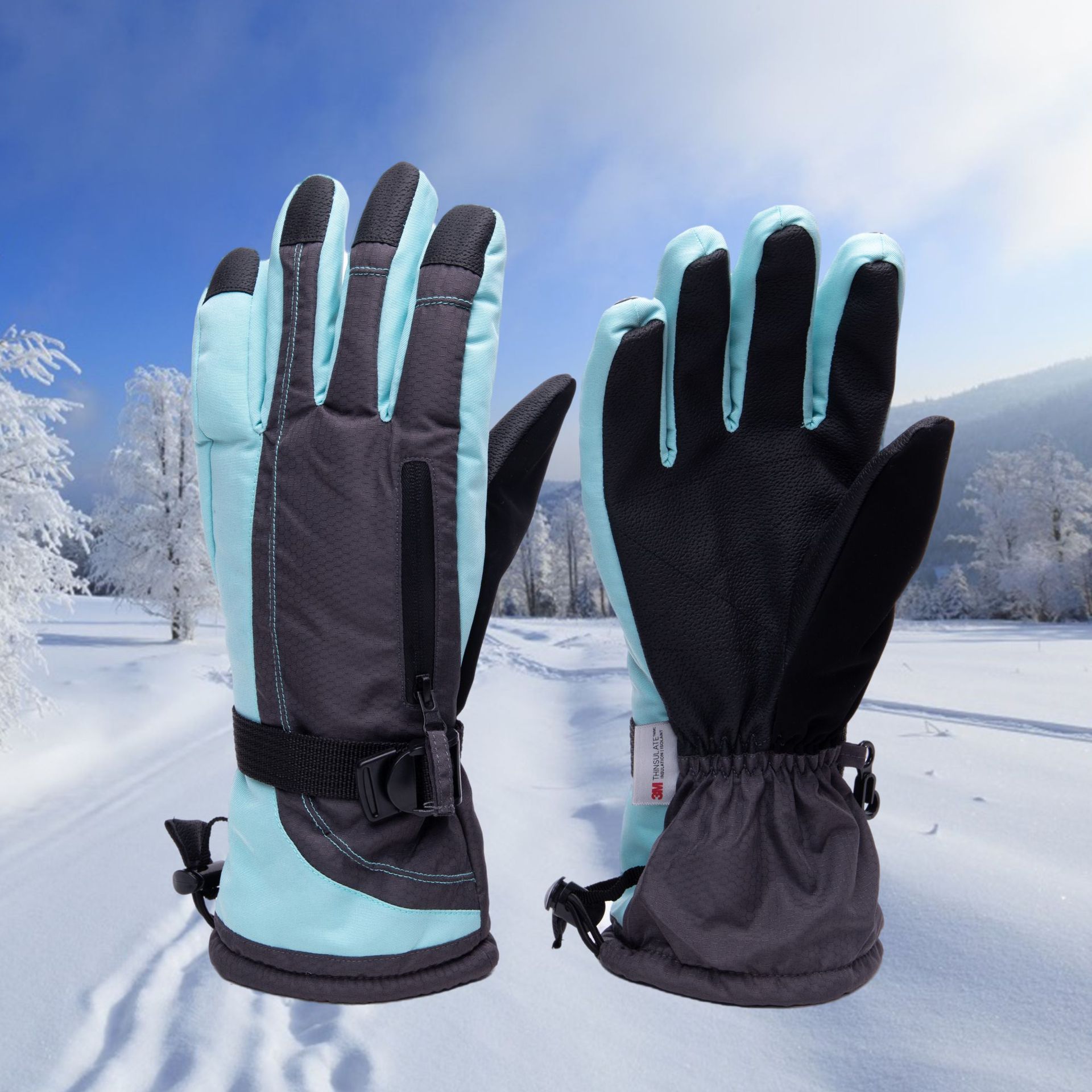 厂家手套批发男士冬季加厚保暖手套可调节袖口可触屏户外运动手套