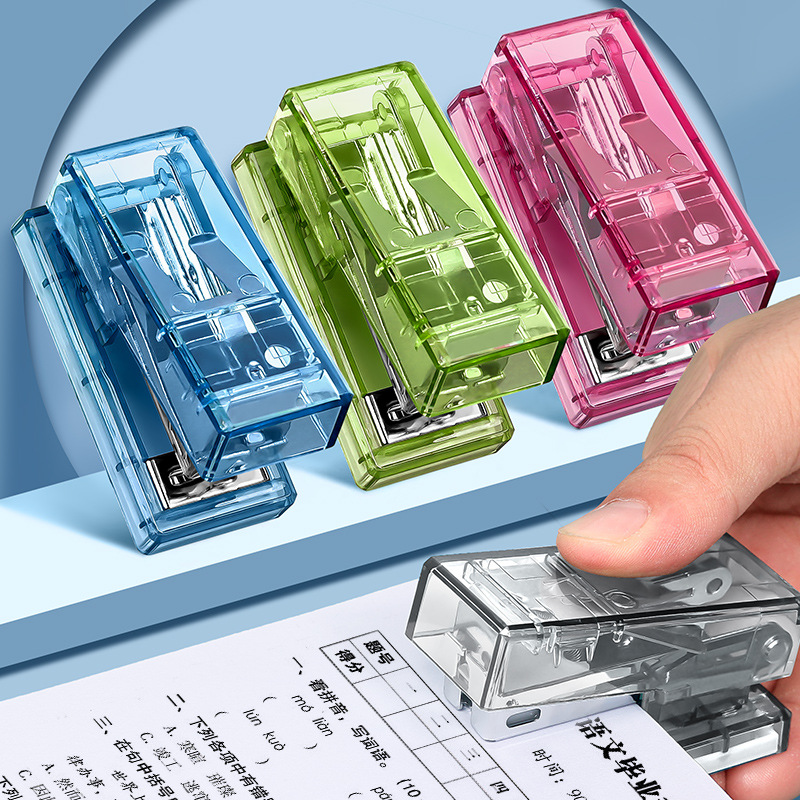 huajie factory wholesale transparent mini stapler student stapler no. 12 small household multi-function book machine