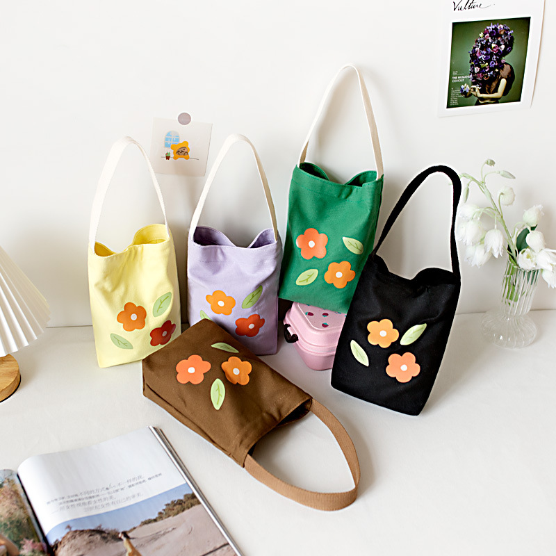 2021 Summer Portable Canvas Bag Female Korean Student Kettle Bag Milk Tea Bag Fashion Mobile Phone Handbag Small Cloth Bag