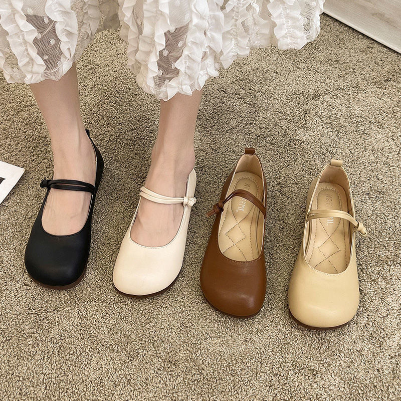 一件代发珍鞋女复古潮流新款韩版文艺仙女平底单鞋软底百搭奶奶鞋