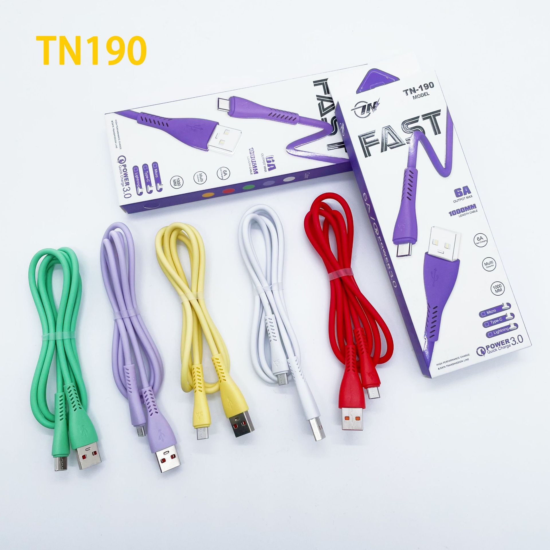 Tn190 New Woven Fast Charge Data Cable I5 Android TC Smartphone Qc3.0 Fast Charge Function Delivery Supported