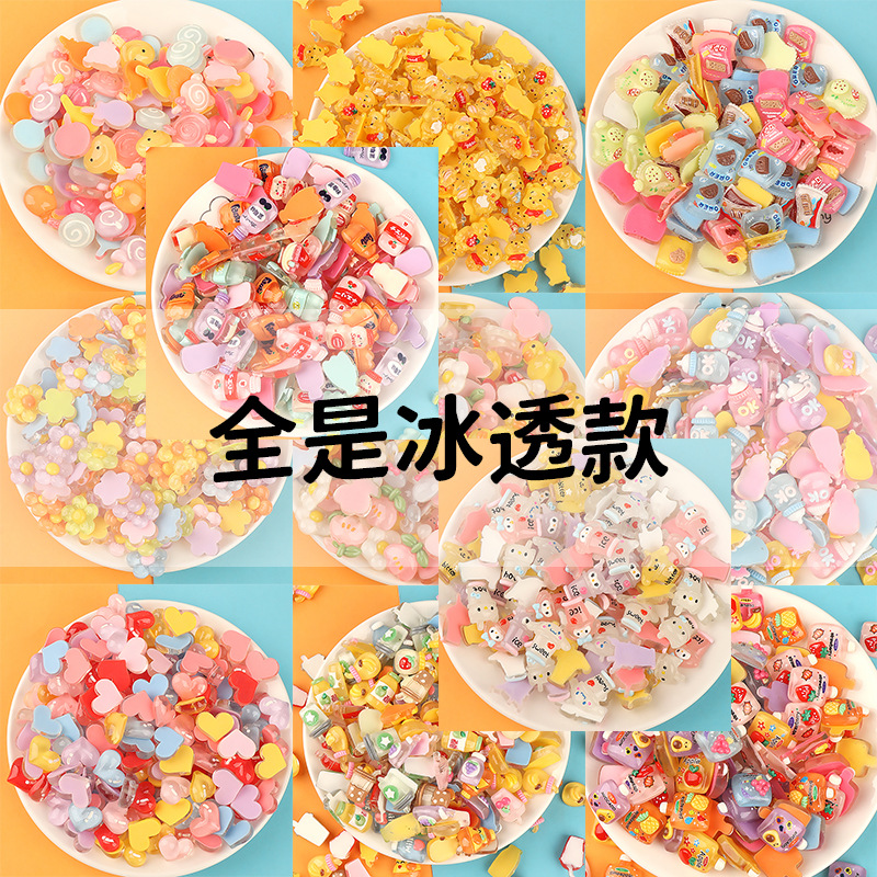 tiktok hot sale mixed ice transparent cute cartoon creativity resin accessories cream glue diy ornament handmade material