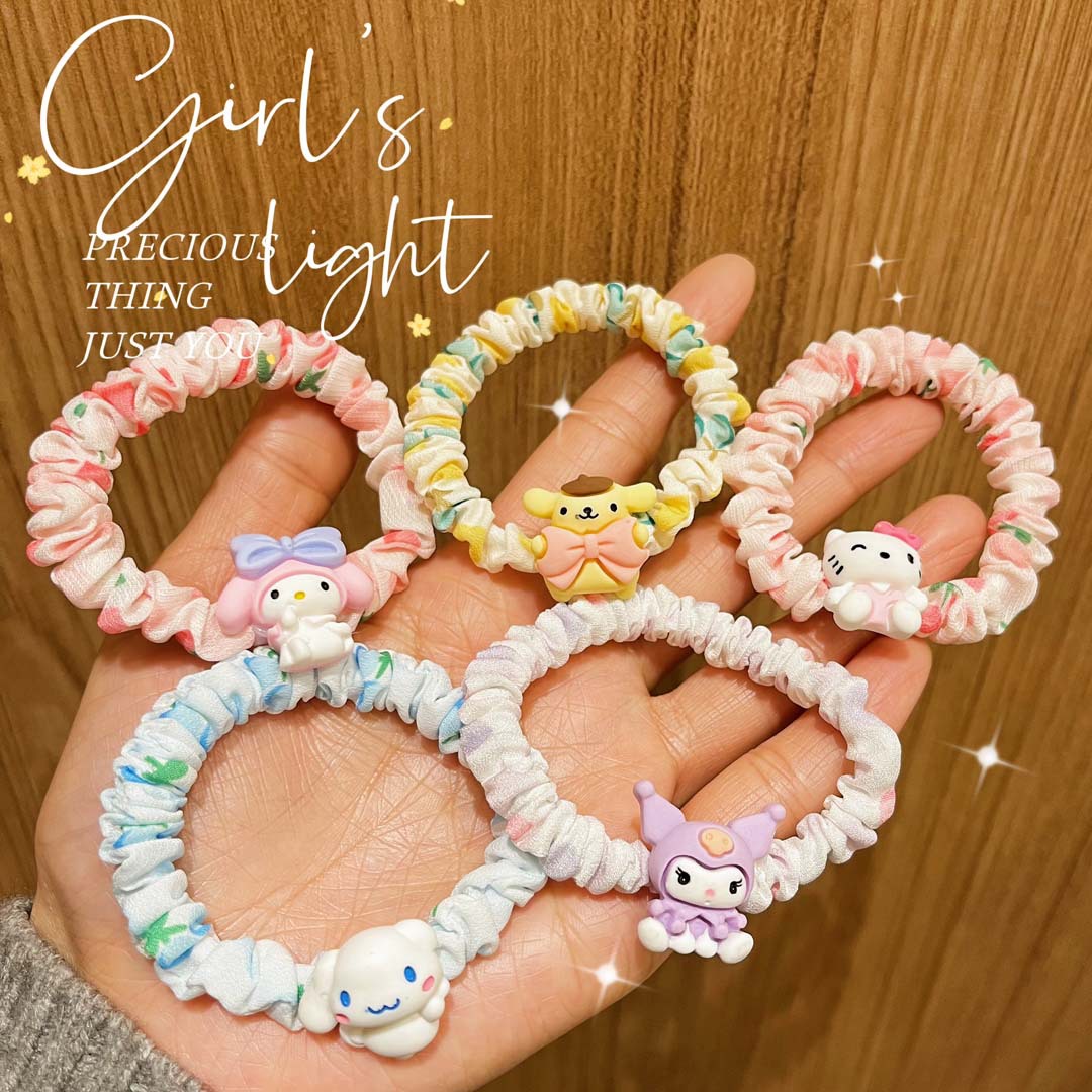 new sanrio children‘s hair band sweet cute cartoon headband student ponytail high elastic durable rubber band hair rope