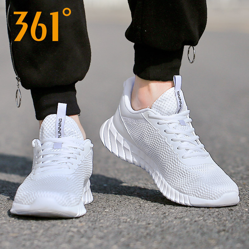 361运动鞋男学生男鞋夏季网面透气跑步鞋男士纯白色休闲旅游鞋子