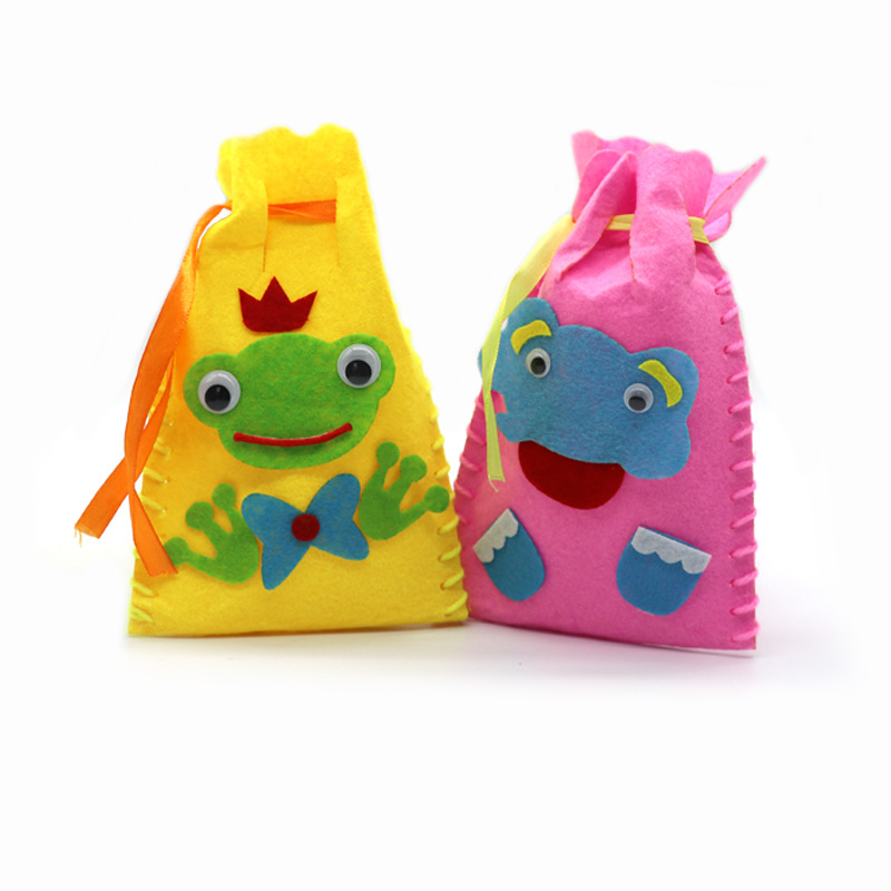 儿童diy手工布艺收纳袋糖果袋幼儿园手工制作不织布束口袋材料包