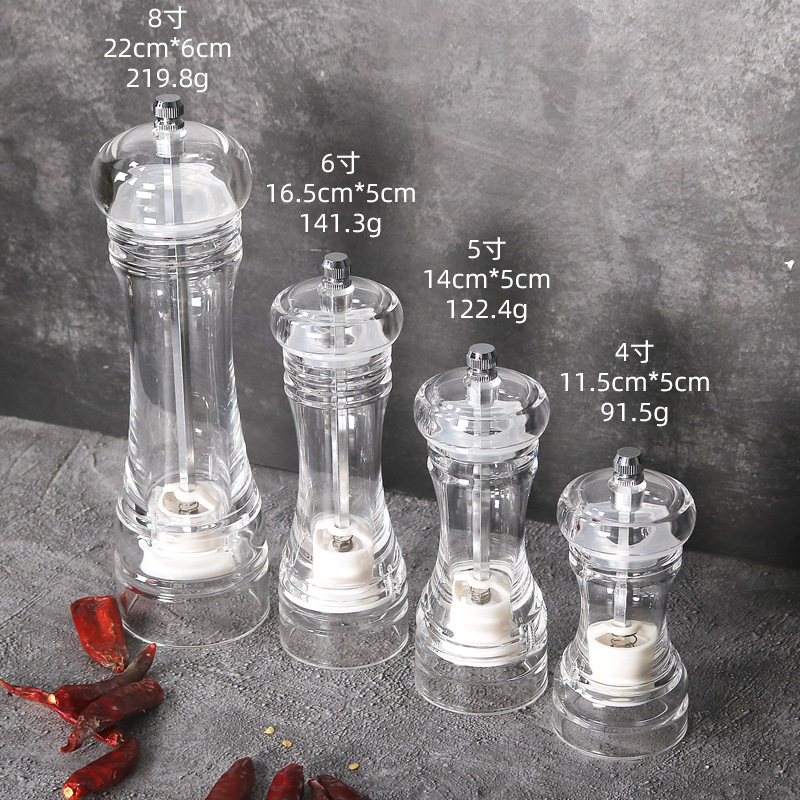 Black Pepper Manual Jar Seasoning Kitchen Pepper Salt Grinding Tool Factory Spot Household Grinder Acrylic