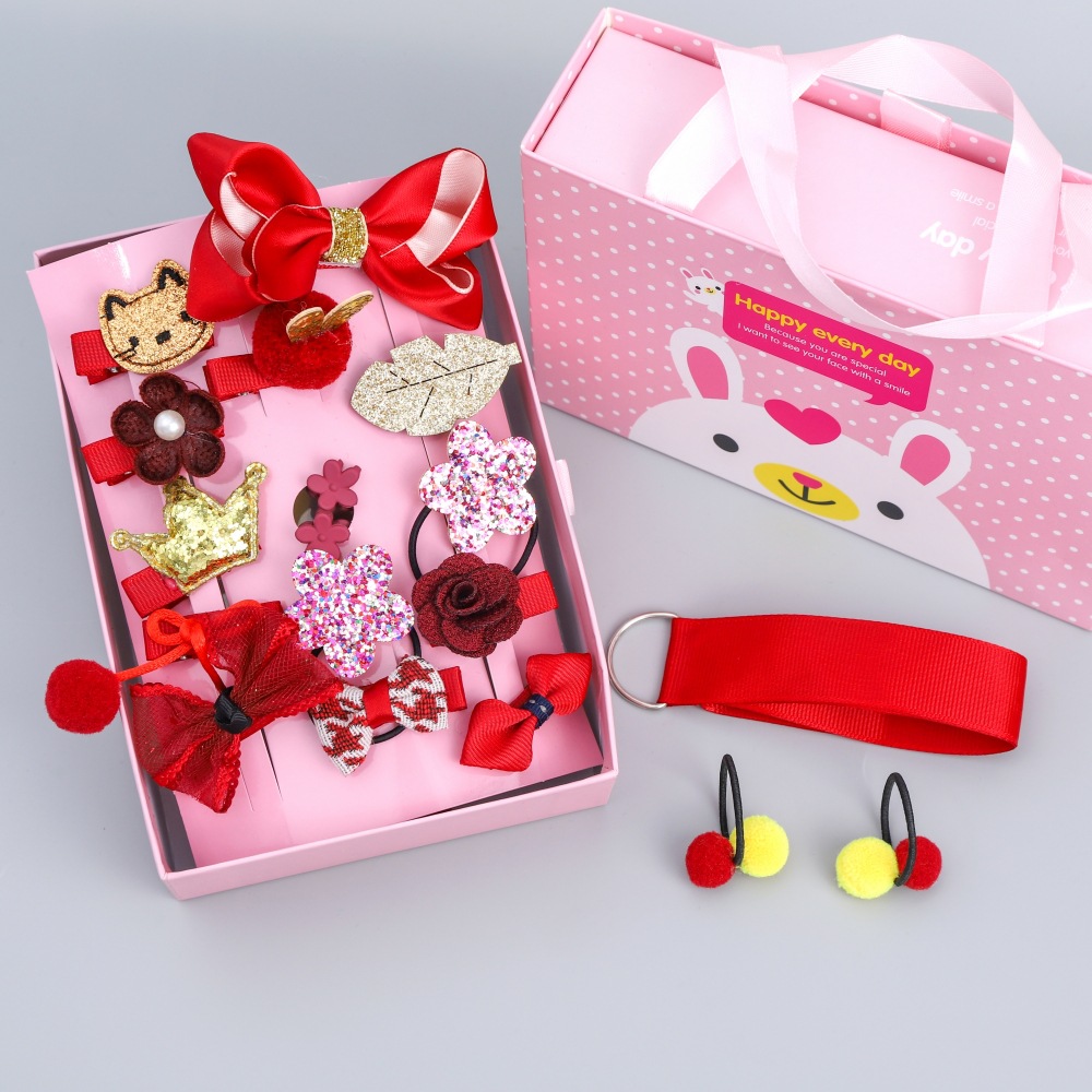 Korean Children Hair Accessories Gift Box Suit Princess Barrettes Side Clip Rubber Band Baby Birthday Present Hairpin Girls Headdress