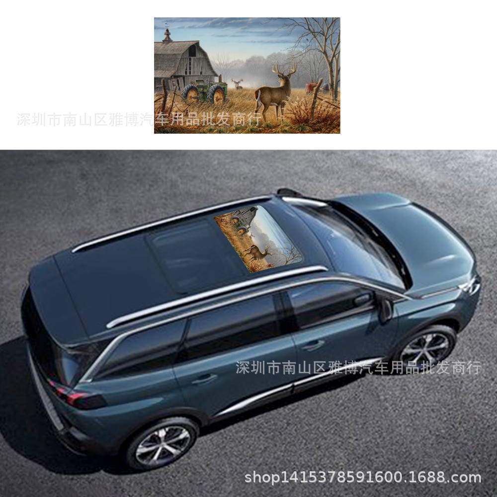 d-2746个性动物鹿天窗汽车贴纸 装饰车顶贴拉花贴乙烯基