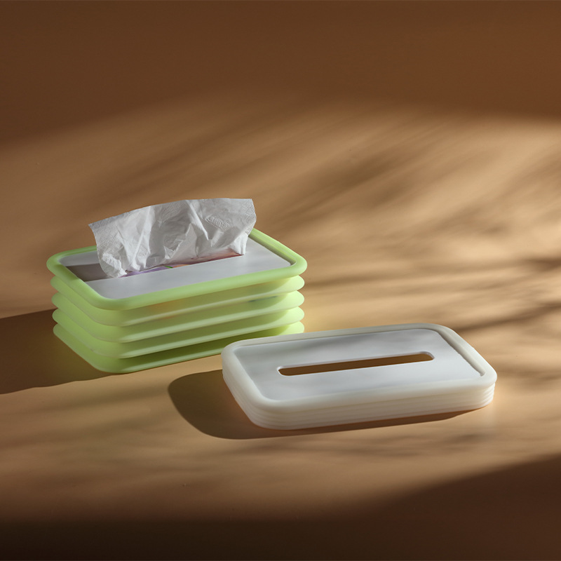 硅胶折叠升降夜光纸巾盒自动下压不掉纸创意家用车载抽纸盒多功能