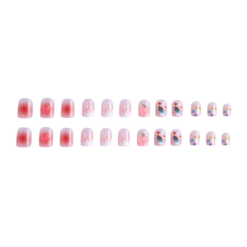 Wear Manicure Warm Elf Blush Manicure Pure Want to Wear Nail Camellia Wear Nail Tip Finished Product Nail Shaped Piece Wholesale