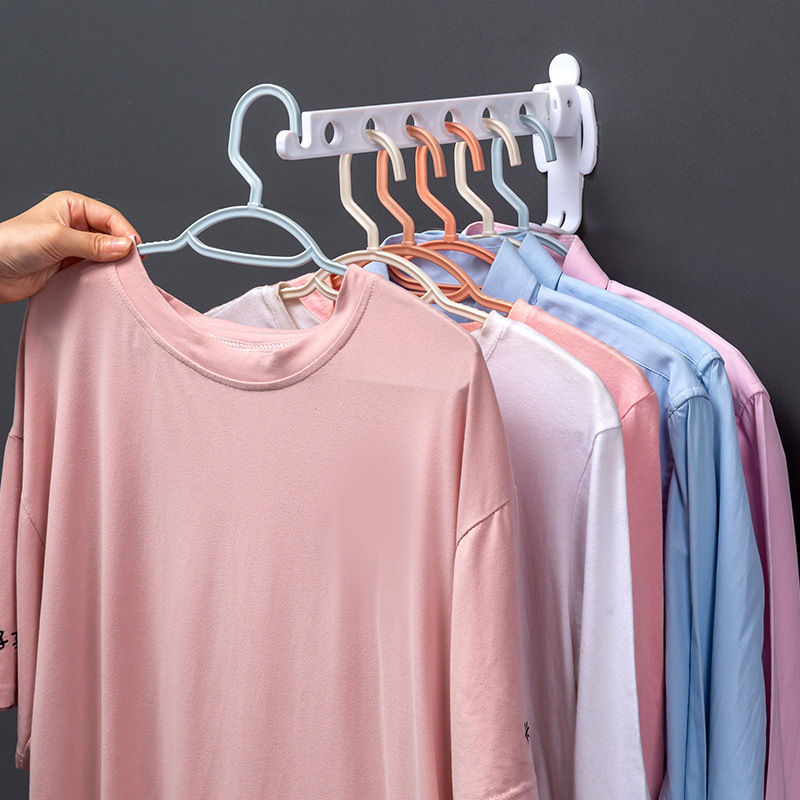 Punch-Free Multifunctional Folding Clothes Hanger Wall-Mounted Indoor Hanger Balcony Clothes Rail Upgrade Invisible Clothes Hanger