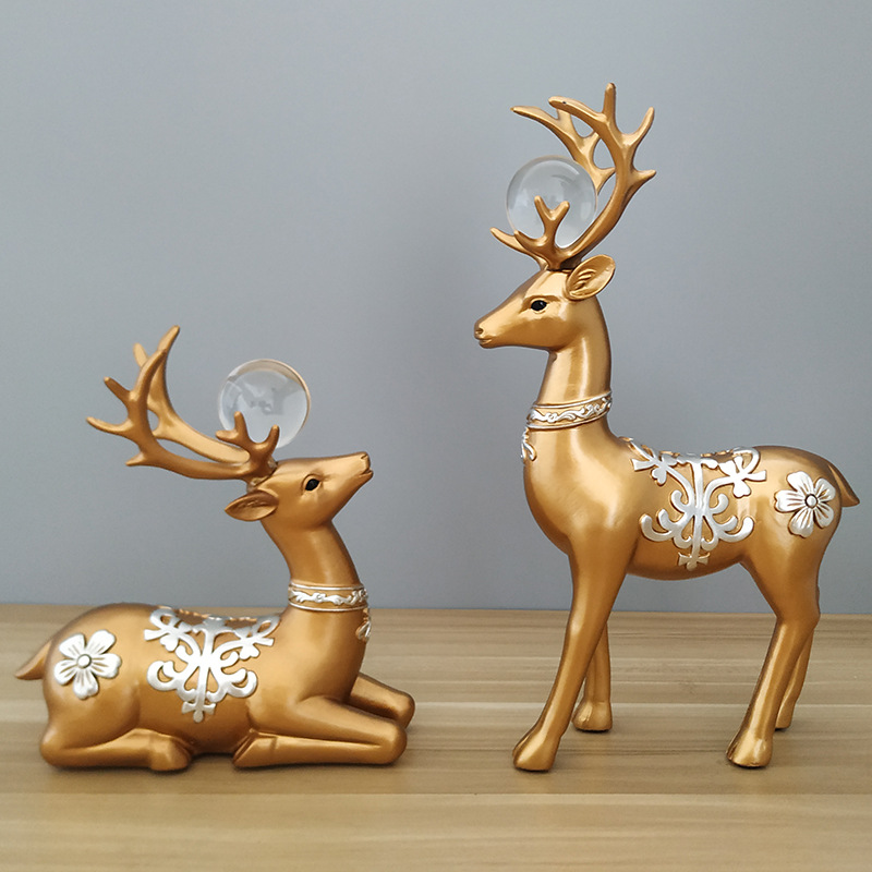 北欧招财鹿摆件欧式家居玄关客厅电视柜酒柜饰品摆设工艺品批发