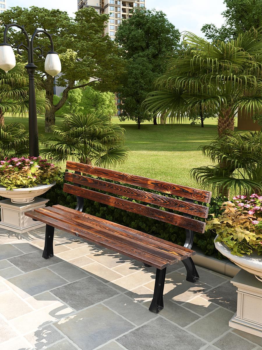 排椅防腐木生态园公园椅户外长椅铁艺浴室实木公共座椅商用小区医
