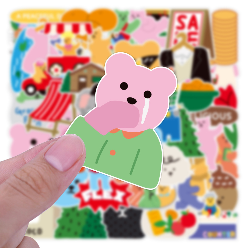 450张卡通可爱小动物兔子小熊贴画电瓶车行李箱书本手机电脑贴纸