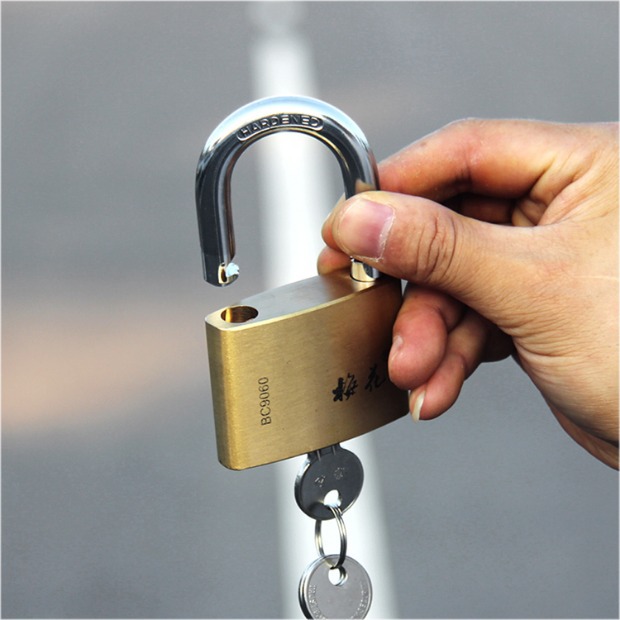 60mm梅花全铜挂锁大号门锁防水防锈防盗加固纯铜锁仓库大铁门锁头