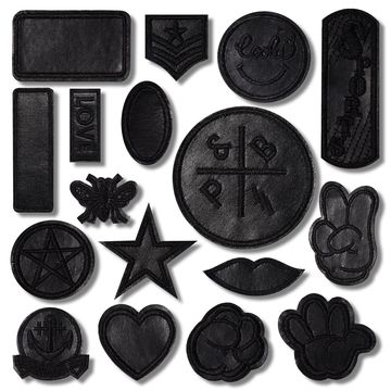 羽绒服补丁贴黑色刺绣徽章布贴衣服皮衣包包修复破洞手缝装饰贴布