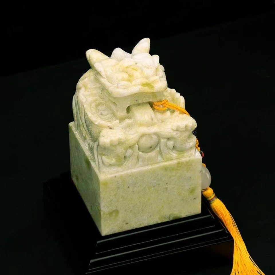 蓝田玉印章龙头玉玺家居客厅办公店铺开业招财风水摆件工艺品礼品