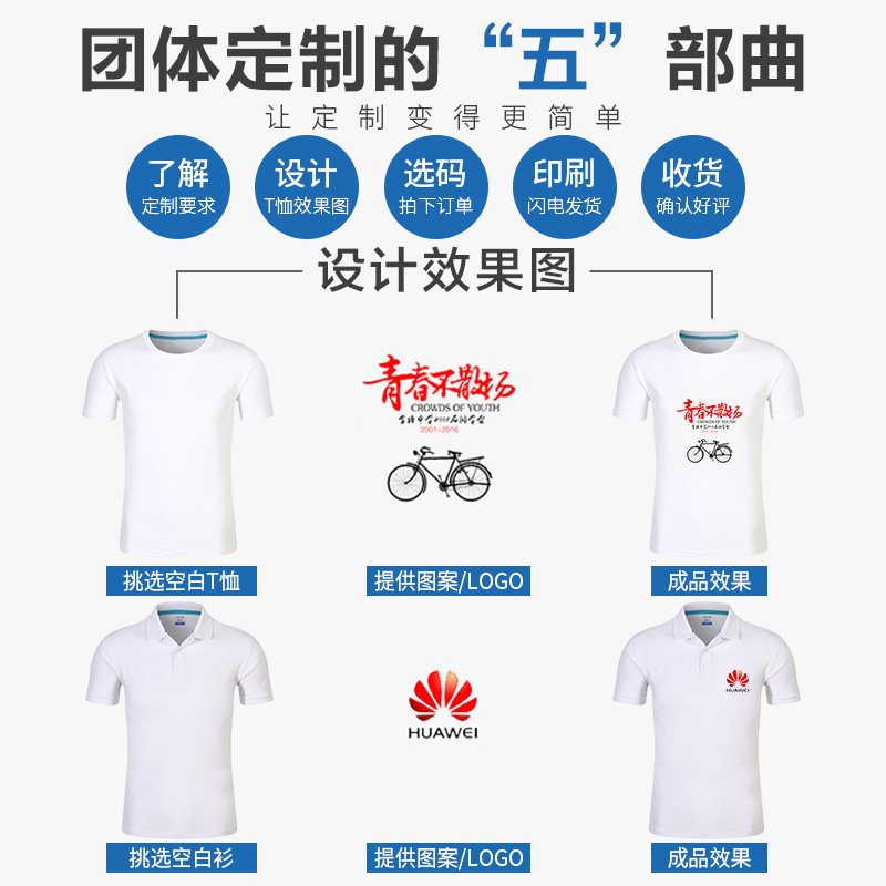 Customed Working Suit Customized T-shirt round Neck Short Sleeve Lapel Quick-Drying Polo Shirt Advertising Cultural Shirt Work Wear Printed Logo