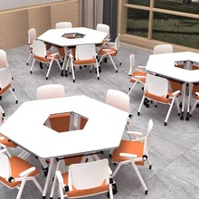 学校六边形智慧教室折叠培训桌椅组合梯形长条拼接扇形移动会议桌