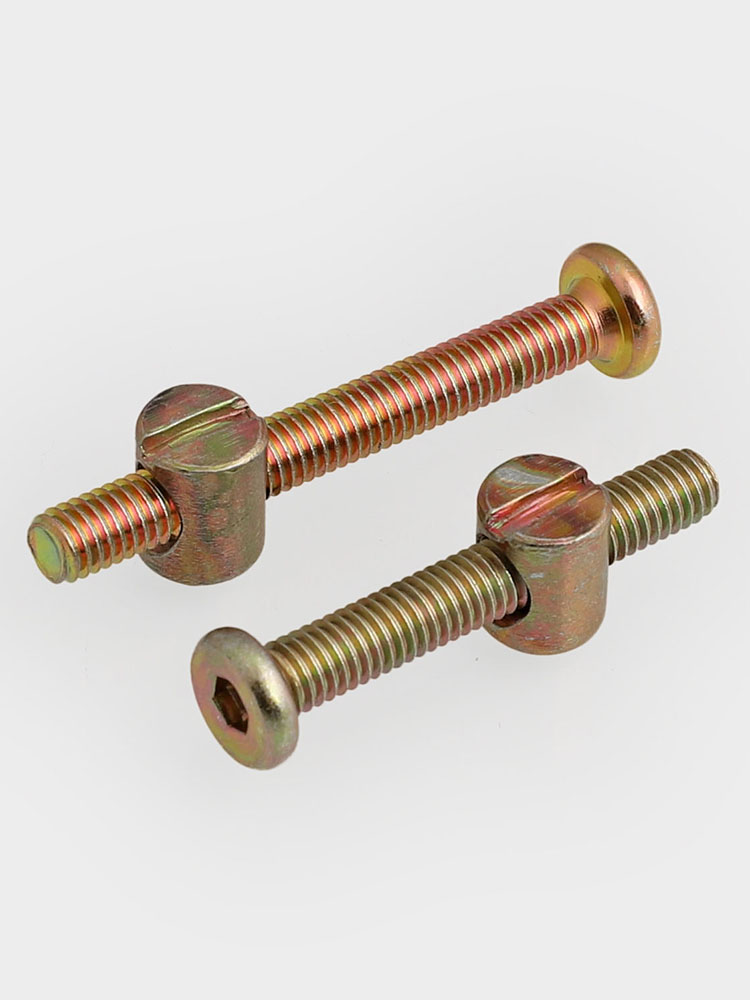 批发m6m8家具五金斜平头螺丝婴儿童床配件螺丝横孔螺母书柜锤头螺