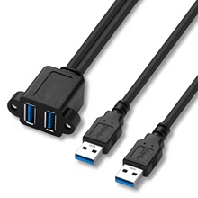 USB 3.0 延长线双 USB 3.0 公对母 公对公 箔+编织屏蔽带螺钉面板