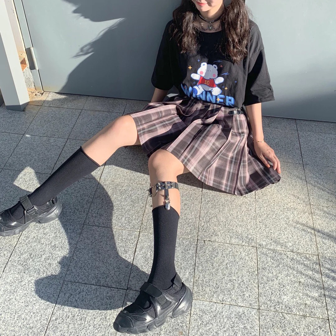 日系学院高腰格子极夜之歌格裙jk制服裙春夏学生半身百褶百折校服