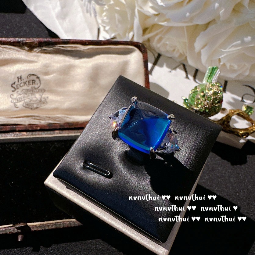 Madagascar Sapphire Ring Austrian Court Plated 18K Gold Color Treasure Zircon Crown Ring Set